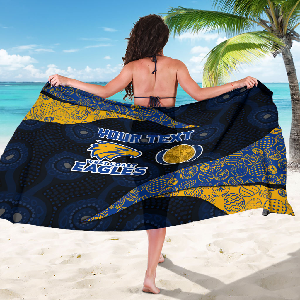 Personalized West Coast Eagles Football Sarong Easter Egg Pattern Blue Gold Tribal Dot Art Style