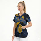 Personalized West Coast Eagles Football Scrub Top Easter Egg Pattern Blue Gold Tribal Dot Art Style