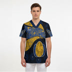 Personalized West Coast Eagles Football Scrub Top Easter Egg Pattern Blue Gold Tribal Dot Art Style