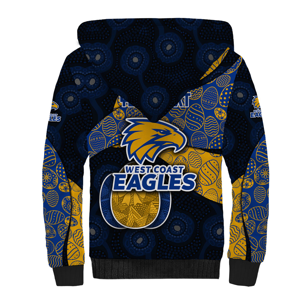 Personalized West Coast Eagles Football Sherpa Hoodie Easter Egg Pattern Blue Gold Tribal Dot Art Style