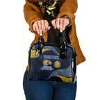 Personalized West Coast Eagles Football Shoulder Handbag Easter Egg Pattern Blue Gold Tribal Dot Art Style