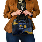Personalized West Coast Eagles Football Shoulder Handbag Easter Egg Pattern Blue Gold Tribal Dot Art Style
