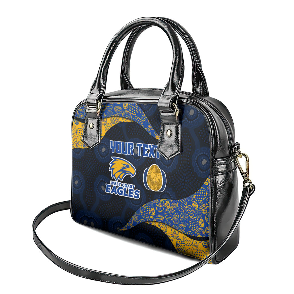 Personalized West Coast Eagles Football Shoulder Handbag Easter Egg Pattern Blue Gold Tribal Dot Art Style