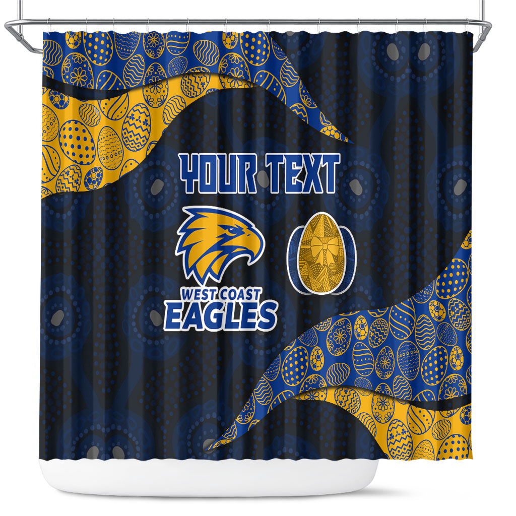 Personalized West Coast Eagles Football Shower Curtain Easter Egg Pattern Blue Gold Tribal Dot Art Style
