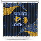 Personalized West Coast Eagles Football Shower Curtain Easter Egg Pattern Blue Gold Tribal Dot Art Style