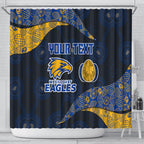 Personalized West Coast Eagles Football Shower Curtain Easter Egg Pattern Blue Gold Tribal Dot Art Style