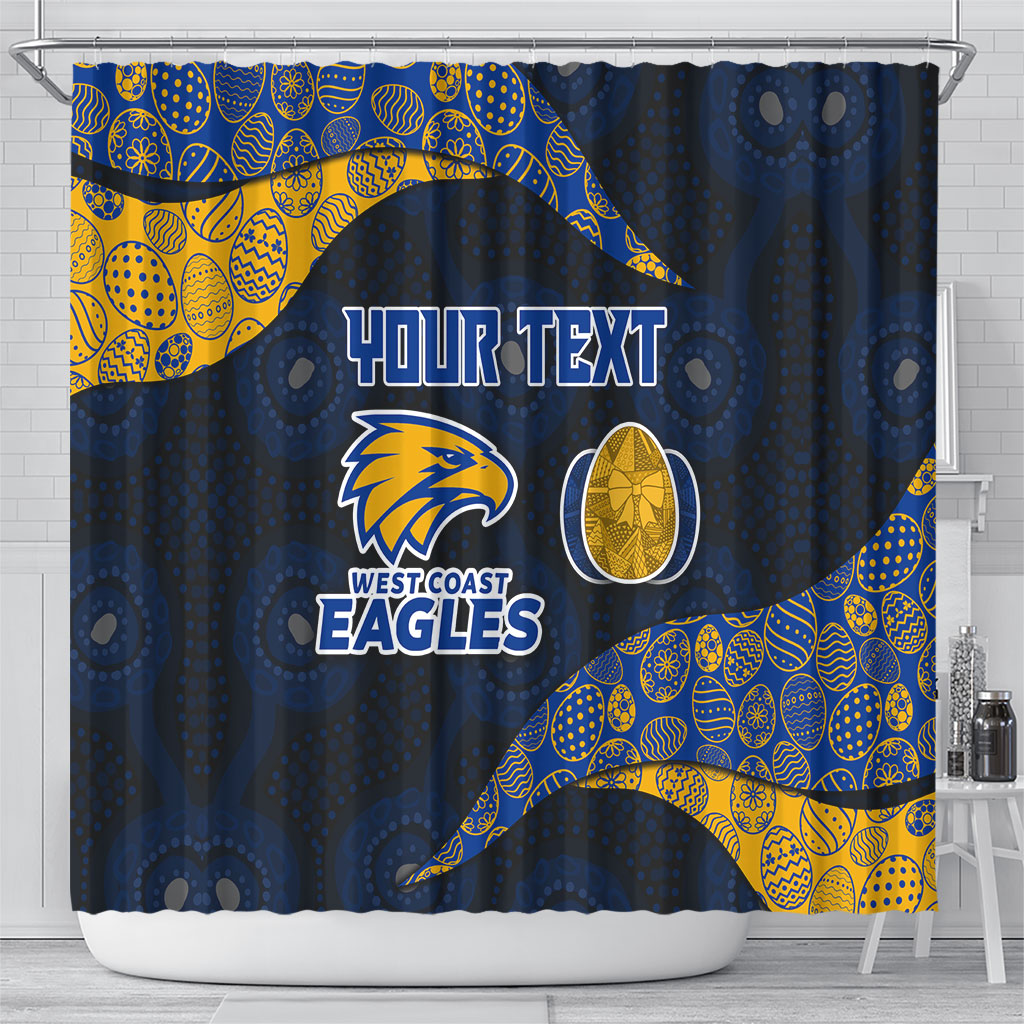 Personalized West Coast Eagles Football Shower Curtain Easter Egg Pattern Blue Gold Tribal Dot Art Style