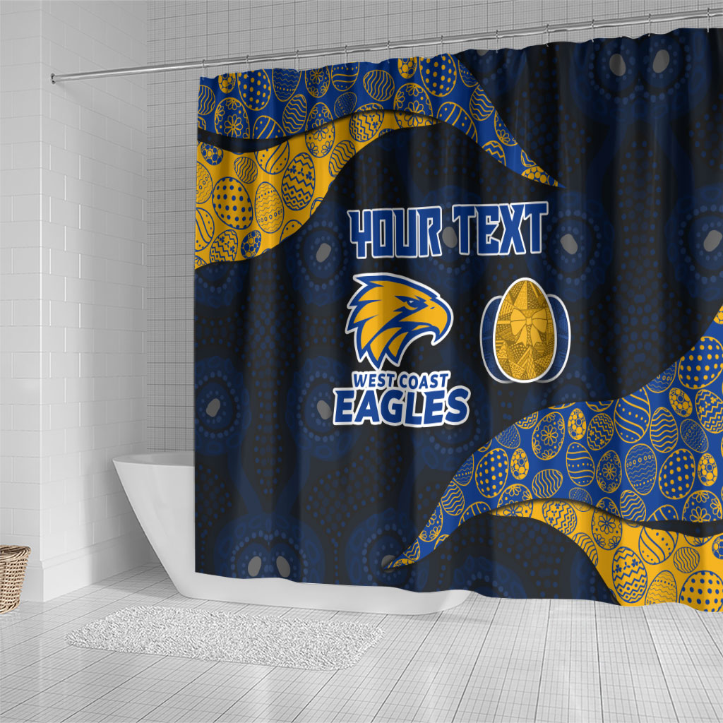 Personalized West Coast Eagles Football Shower Curtain Easter Egg Pattern Blue Gold Tribal Dot Art Style
