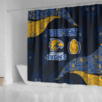 Personalized West Coast Eagles Football Shower Curtain Easter Egg Pattern Blue Gold Tribal Dot Art Style