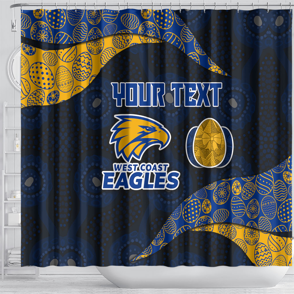 Personalized West Coast Eagles Football Shower Curtain Easter Egg Pattern Blue Gold Tribal Dot Art Style
