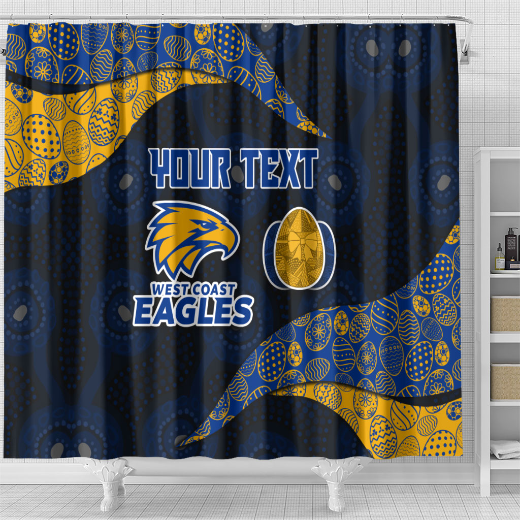 Personalized West Coast Eagles Football Shower Curtain Easter Egg Pattern Blue Gold Tribal Dot Art Style