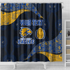 Personalized West Coast Eagles Football Shower Curtain Easter Egg Pattern Blue Gold Tribal Dot Art Style