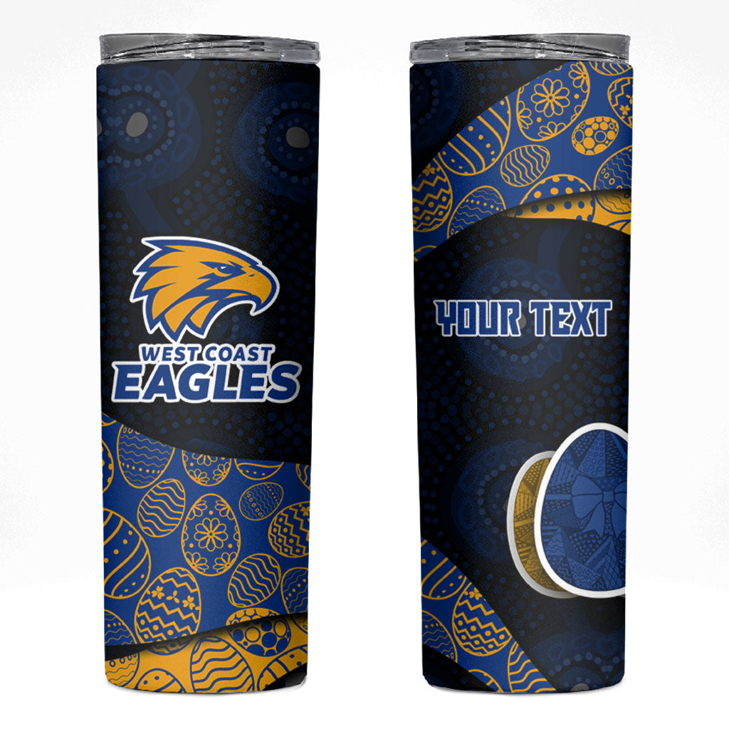 Personalized West Coast Eagles Football Skinny Tumbler Easter Egg Pattern Blue Gold Tribal Dot Art Style