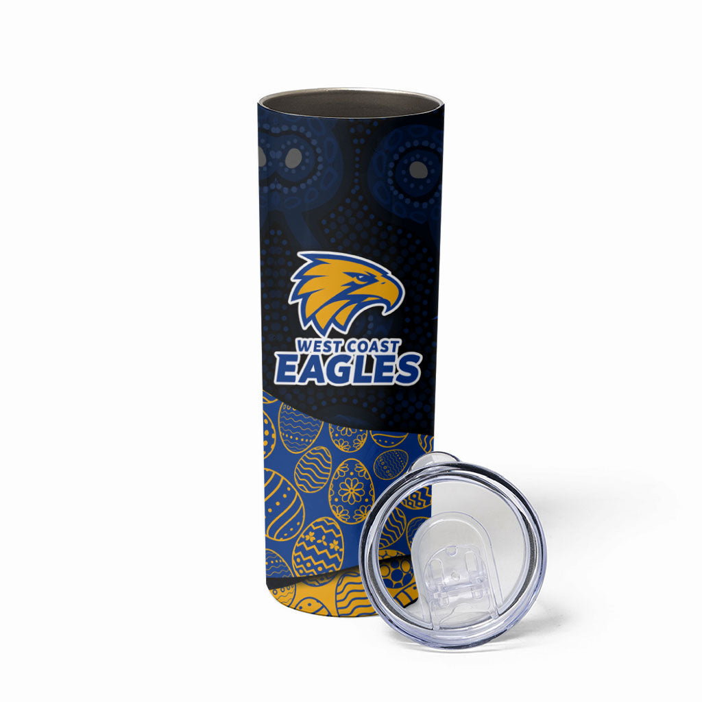 Personalized West Coast Eagles Football Skinny Tumbler Easter Egg Pattern Blue Gold Tribal Dot Art Style
