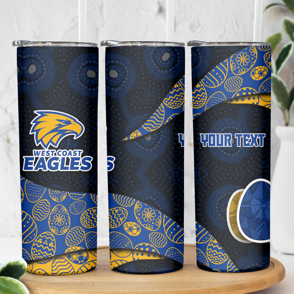 Personalized West Coast Eagles Football Skinny Tumbler Easter Egg Pattern Blue Gold Tribal Dot Art Style