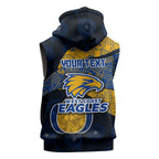Personalized West Coast Eagles Football Sleeveless Hoodie Easter Egg Pattern Blue Gold Tribal Dot Art Style