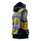 Personalized West Coast Eagles Football Sleeveless Hoodie Easter Egg Pattern Blue Gold Tribal Dot Art Style