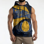 Personalized West Coast Eagles Football Sleeveless Hoodie Easter Egg Pattern Blue Gold Tribal Dot Art Style