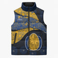 Personalized West Coast Eagles Football Sleeveless Puffer Jacket Easter Egg Pattern Blue Gold Tribal Dot Art Style