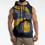 Personalized West Coast Eagles Football Sleeveless Zip Hoodie Easter Egg Pattern Blue Gold Tribal Dot Art Style