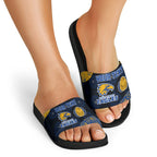 Personalized West Coast Eagles Football Slide Sandals Easter Egg Pattern Blue Gold Tribal Dot Art Style
