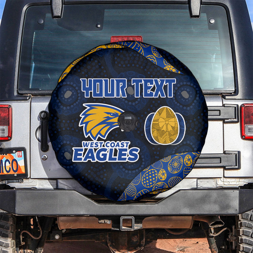 Personalized West Coast Eagles Football Spare Tire Cover Easter Egg Pattern Blue Gold Tribal Dot Art Style