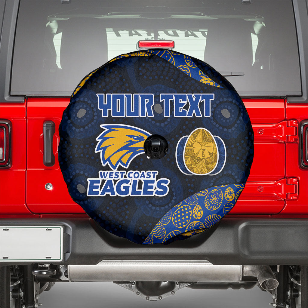 Personalized West Coast Eagles Football Spare Tire Cover Easter Egg Pattern Blue Gold Tribal Dot Art Style