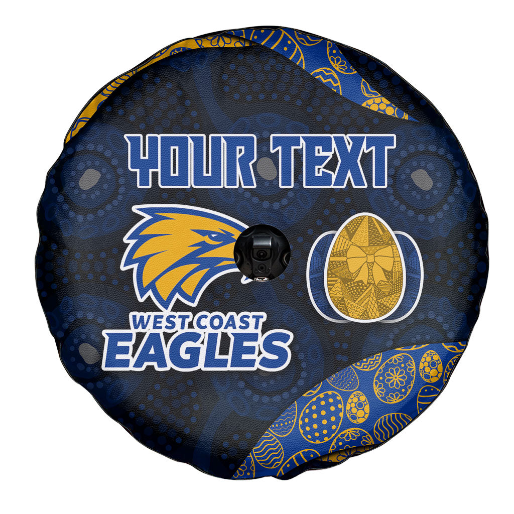 Personalized West Coast Eagles Football Spare Tire Cover Easter Egg Pattern Blue Gold Tribal Dot Art Style