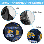 Personalized West Coast Eagles Football Spare Tire Cover Easter Egg Pattern Blue Gold Tribal Dot Art Style
