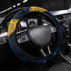 West Coast Eagles Football Steering Wheel Cover Easter Egg Pattern Blue Gold Tribal Dot Art Style
