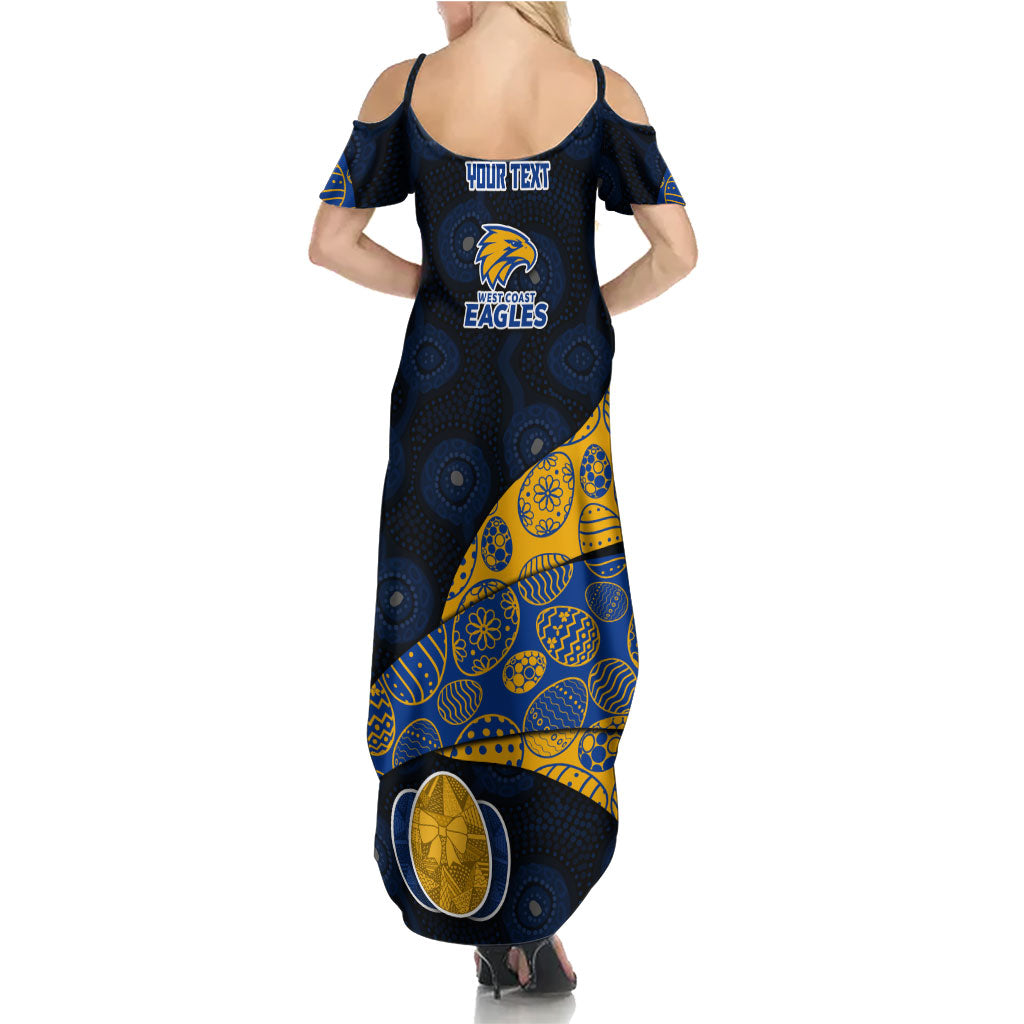 Personalized West Coast Eagles Football Summer Maxi Dress Easter Egg Pattern Blue Gold Tribal Dot Art Style