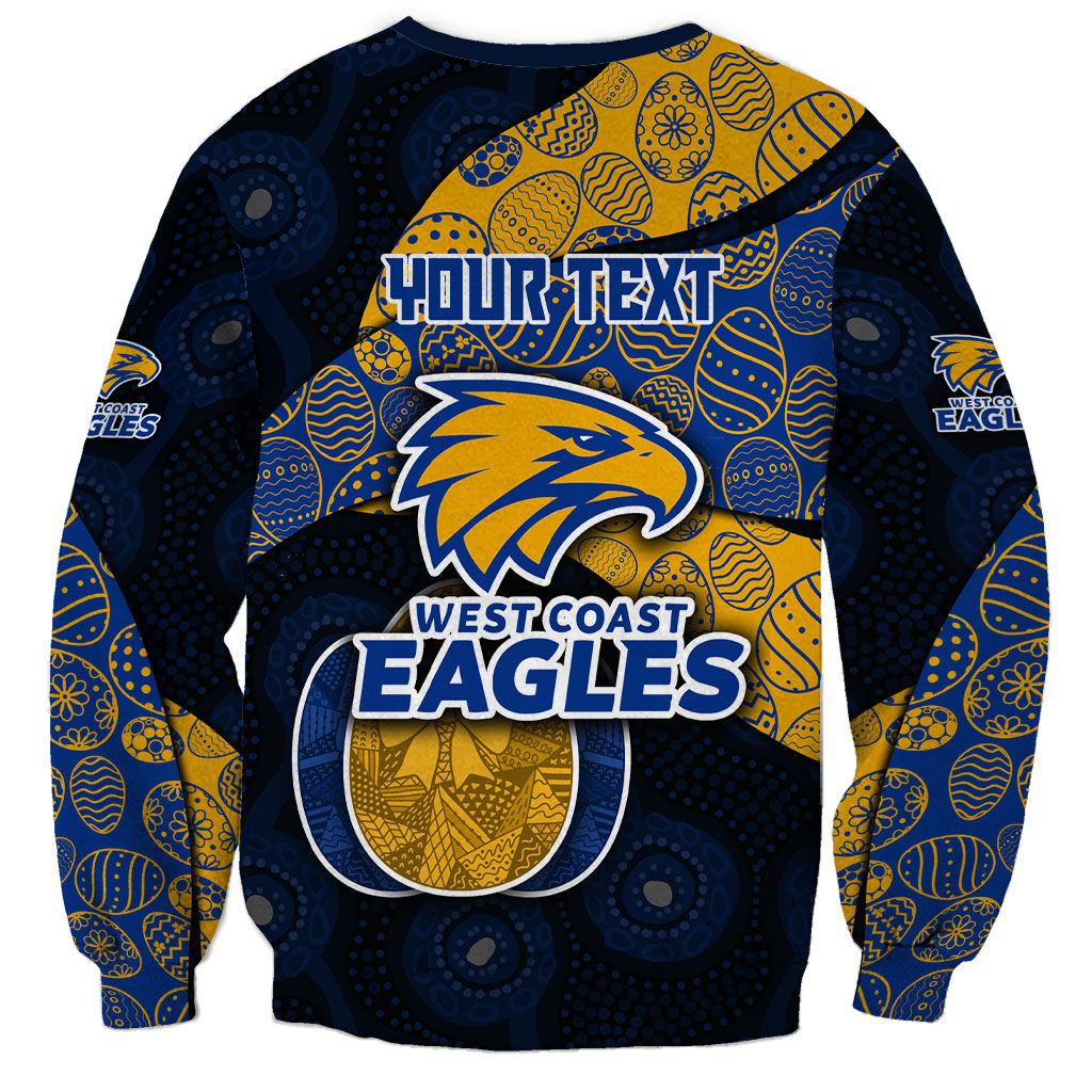 Personalized West Coast Eagles Football Sweatshirt Easter Egg Pattern Blue Gold Tribal Dot Art Style