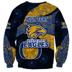 Personalized West Coast Eagles Football Sweatshirt Easter Egg Pattern Blue Gold Tribal Dot Art Style