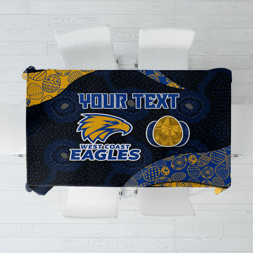 Personalized West Coast Eagles Football Tablecloth Easter Egg Pattern Blue Gold Tribal Dot Art Style