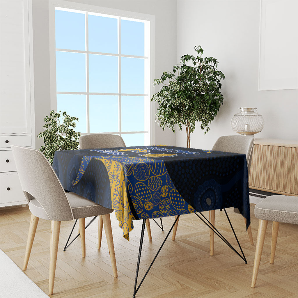Personalized West Coast Eagles Football Tablecloth Easter Egg Pattern Blue Gold Tribal Dot Art Style