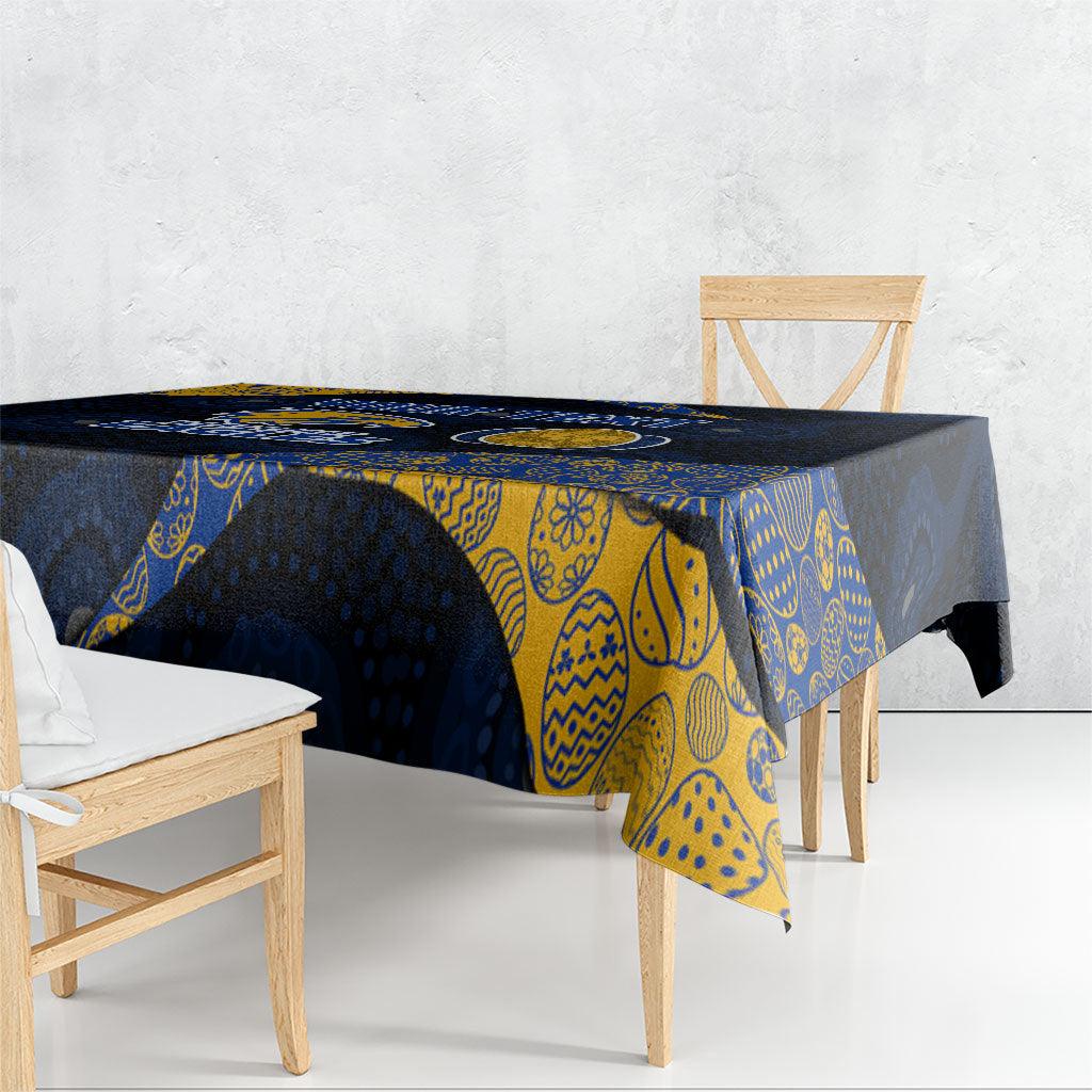 Personalized West Coast Eagles Football Tablecloth Easter Egg Pattern Blue Gold Tribal Dot Art Style