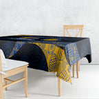 Personalized West Coast Eagles Football Tablecloth Easter Egg Pattern Blue Gold Tribal Dot Art Style