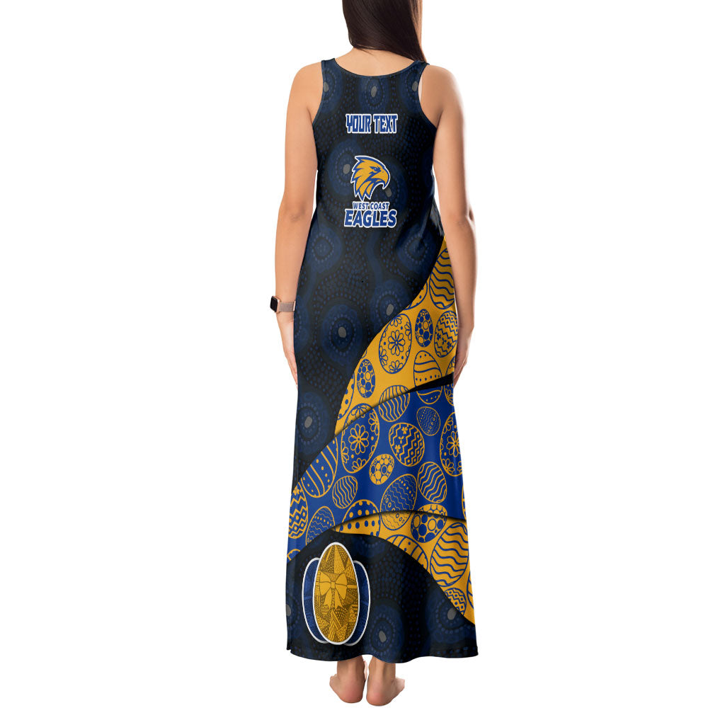 Personalized West Coast Eagles Football Tank Maxi Dress Easter Egg Pattern Blue Gold Tribal Dot Art Style