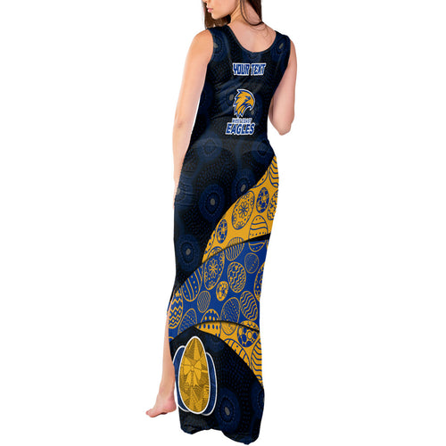 Personalized West Coast Eagles Football Tank Maxi Dress Easter Egg Pattern Blue Gold Tribal Dot Art Style