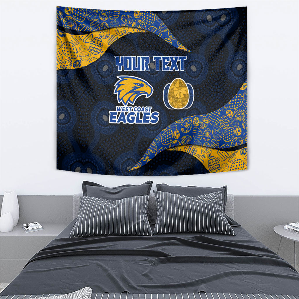 Personalized West Coast Eagles Football Tapestry Easter Egg Pattern Blue Gold Tribal Dot Art Style