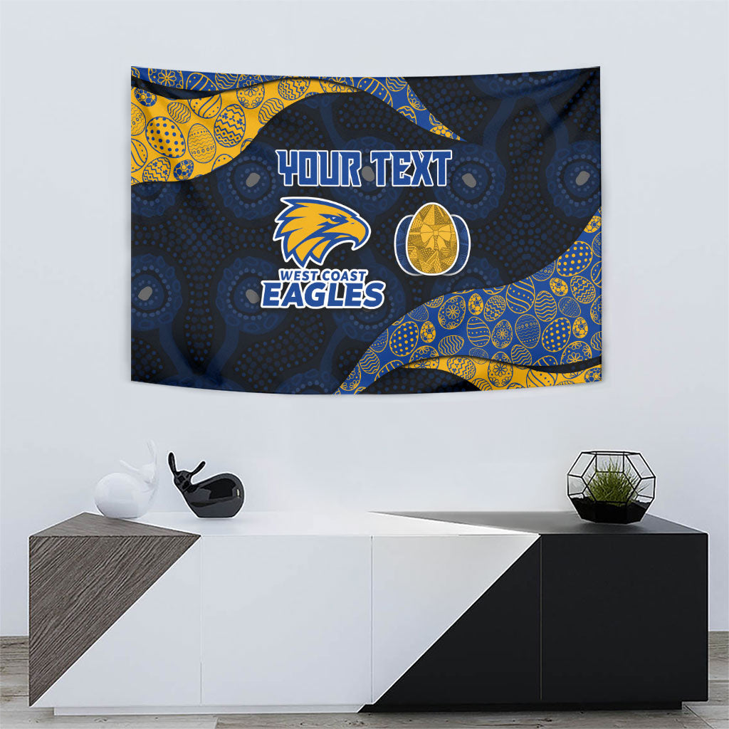 Personalized West Coast Eagles Football Tapestry Easter Egg Pattern Blue Gold Tribal Dot Art Style
