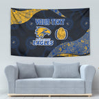 Personalized West Coast Eagles Football Tapestry Easter Egg Pattern Blue Gold Tribal Dot Art Style