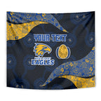 Personalized West Coast Eagles Football Tapestry Easter Egg Pattern Blue Gold Tribal Dot Art Style