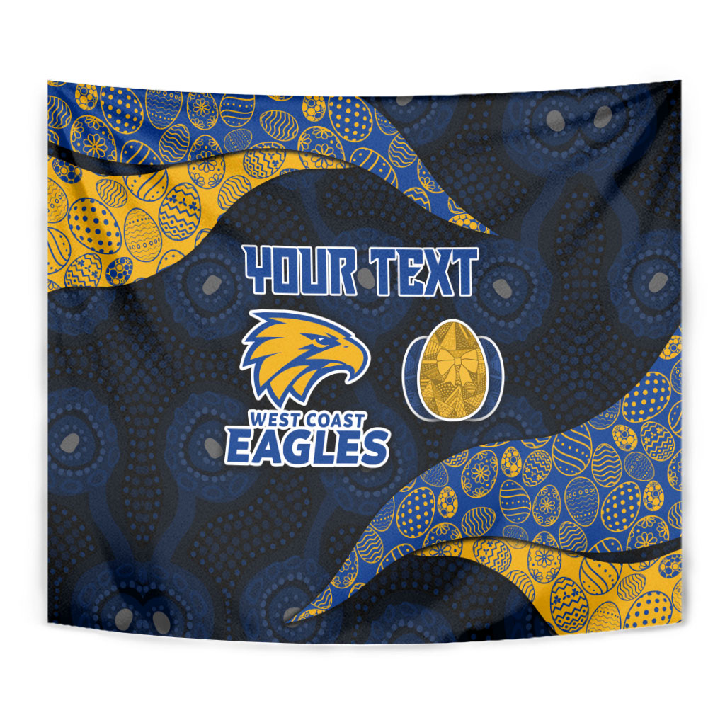 Personalized West Coast Eagles Football Tapestry Easter Egg Pattern Blue Gold Tribal Dot Art Style