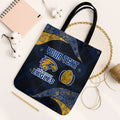 Personalized West Coast Eagles Football Tote Bag Easter Egg Pattern Blue Gold Tribal Dot Art Style