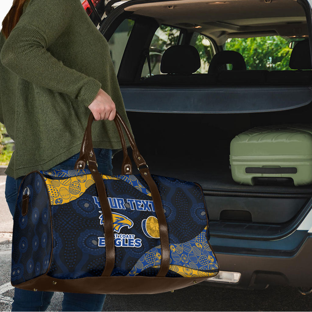 Personalized West Coast Eagles Football Travel Bag Easter Egg Pattern Blue Gold Tribal Dot Art Style