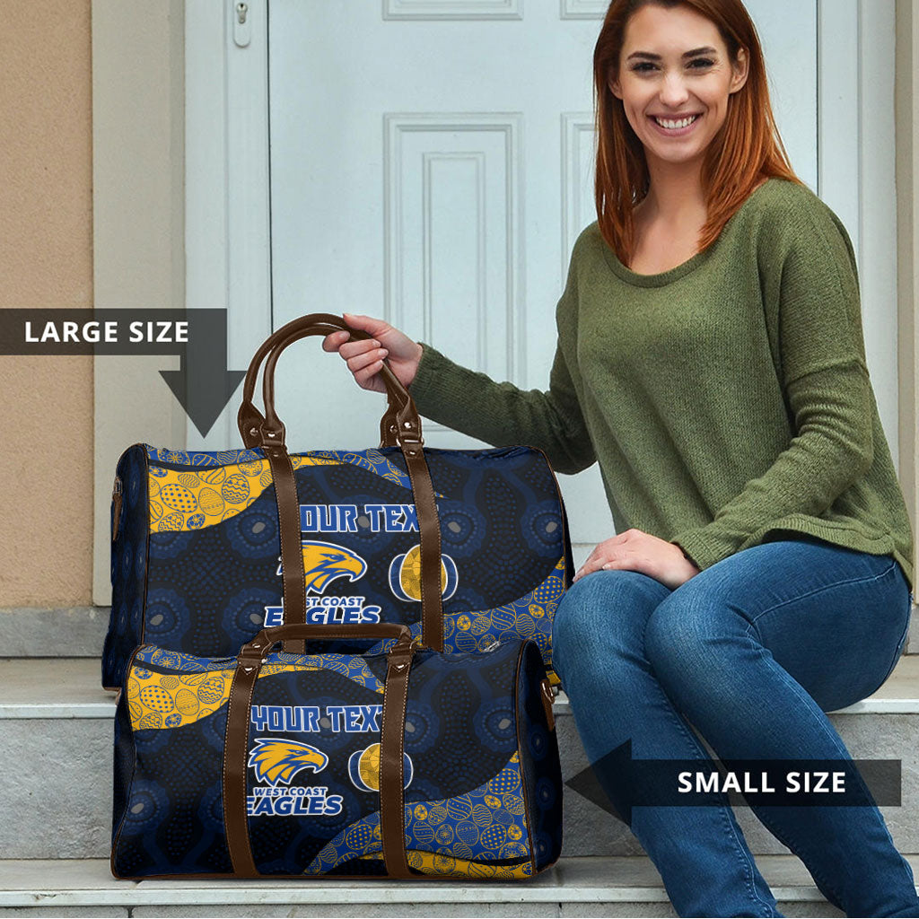 Personalized West Coast Eagles Football Travel Bag Easter Egg Pattern Blue Gold Tribal Dot Art Style
