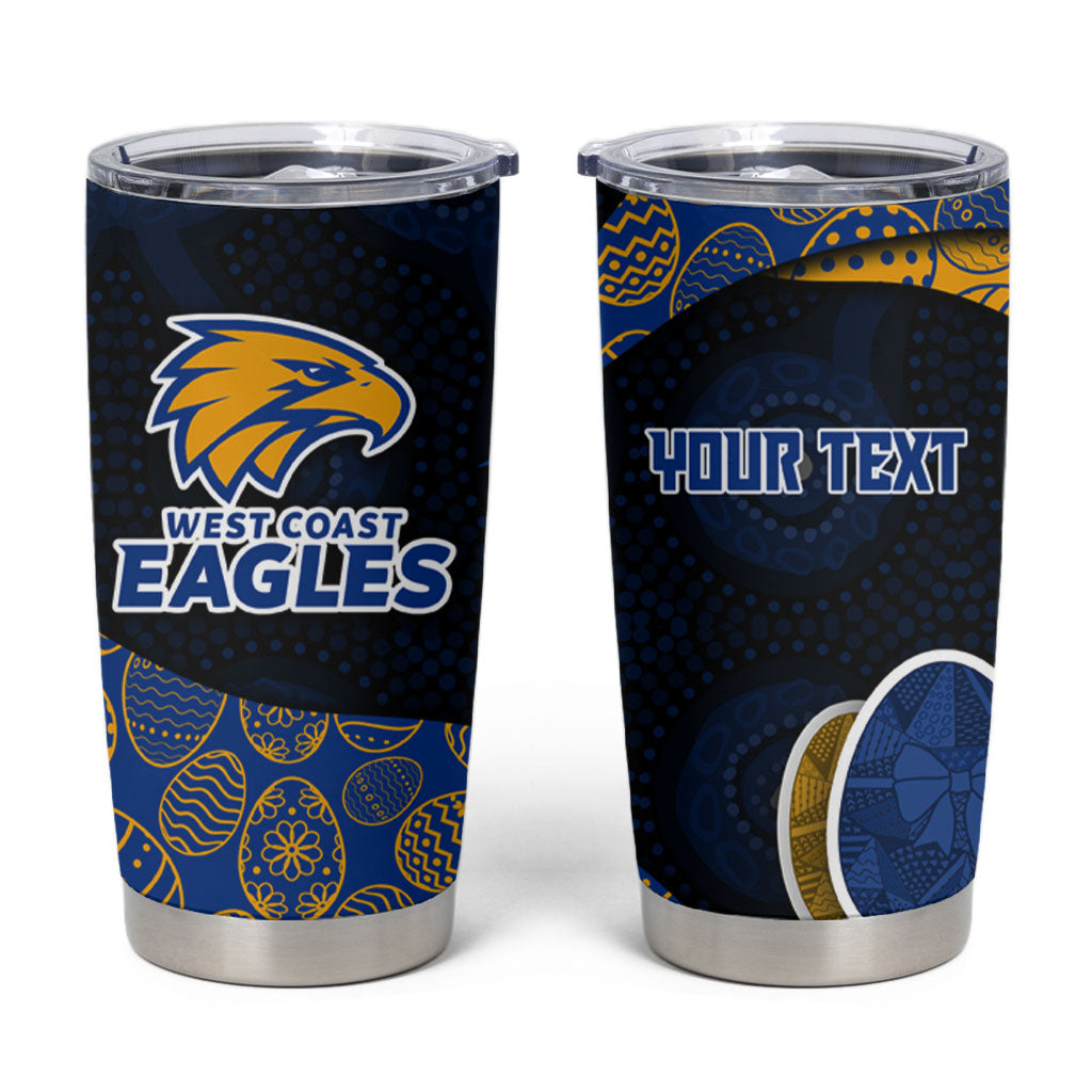 Personalized West Coast Eagles Football Tumbler Cup Easter Egg Pattern Blue Gold Tribal Dot Art Style