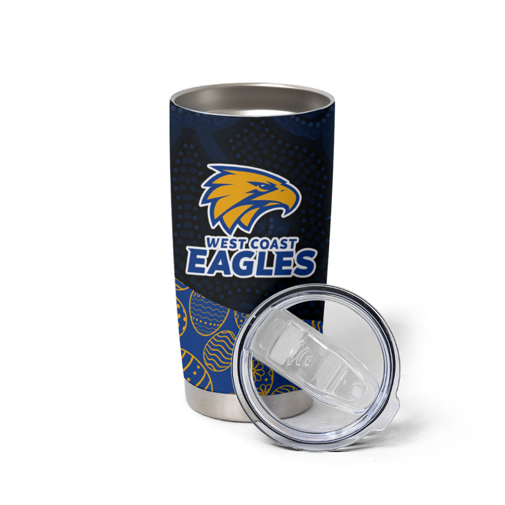 Personalized West Coast Eagles Football Tumbler Cup Easter Egg Pattern Blue Gold Tribal Dot Art Style