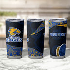 Personalized West Coast Eagles Football Tumbler Cup Easter Egg Pattern Blue Gold Tribal Dot Art Style
